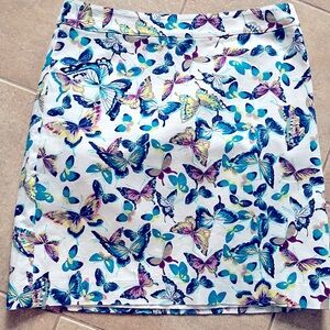 Talbots new with tags size 10 butterfly patterned short twill skirt.